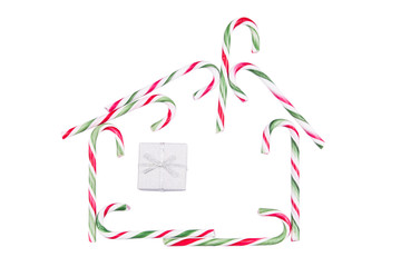 House shape made with christmas candies