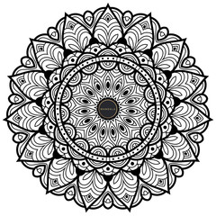 Black and white mandala vector isolated on white. Vector hand drawn circular decorative element.