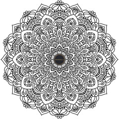 Black and white mandala vector isolated on white. Vector hand drawn circular decorative element.