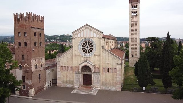 Basilica di San Zeno, Verona, Italy, aereal, drone
