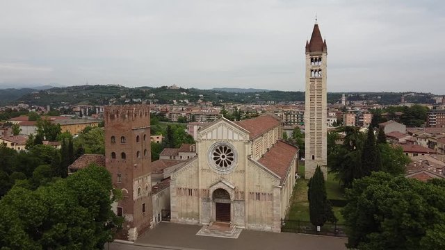Basilica di San Zeno, Verona, Italy, aereal, drone