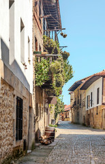 Village of Santillana del Mar in northern Spain in a cloudy day