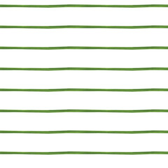 Seamless pattern in a thin, green stripe on a white background. An infinite, free line of paint. A simple ornament. Print for fabric, paper, packaging. Stock image