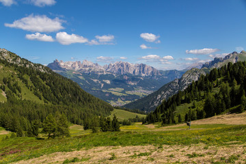 Alpe Lusia, Dolomites, Alps, Italy. Beautiful Mountain View. Summer mountain landscape in val di Fassa, Italian dolomites.