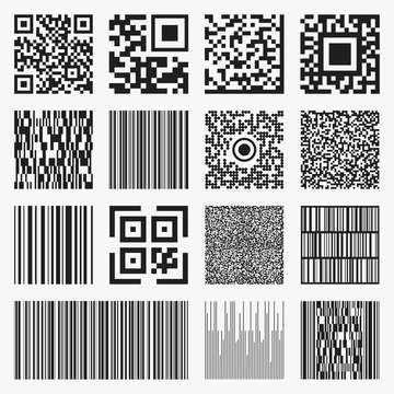 QR CODE AND BARCODE VECTOR SET