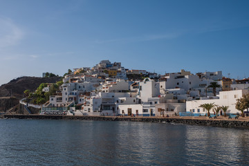 White houses in Las Playitas, Canary Island Fuerteventura, Spain. October 2019