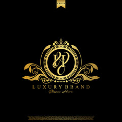 I & I II logo initial Luxury ornament emblem. Initial luxury art vector mark logo, gold color on black background.