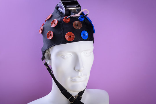 model head with EEG electrodes , EEG headset equipment, EEG equipment