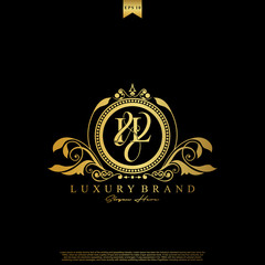 I & L IL logo initial Luxury ornament emblem. Initial luxury art vector mark logo, gold color on black background.