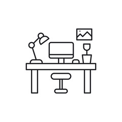 Workplace icon. Office desk symbol modern, simple, vector, icon for website design, mobile app, ui. Vector Illustration