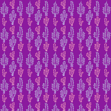 pattern with purple cacti