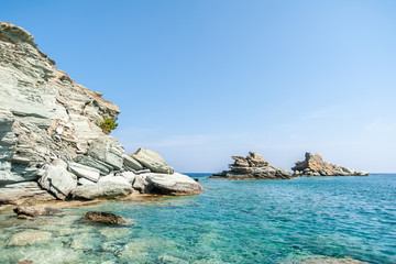 Rock and islands on the background of the sea