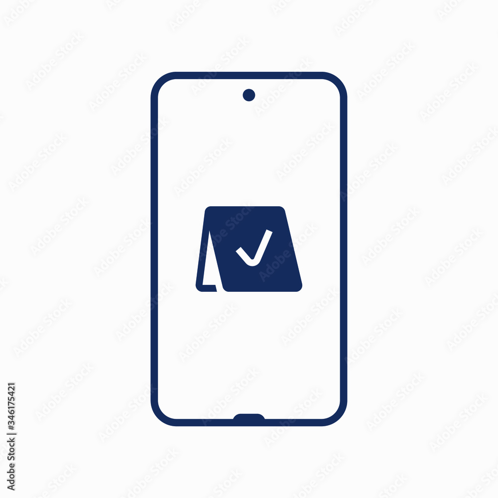 Poster smartphone device line vector icon. touchscreen symbol. reservation silhouette icons set for web des