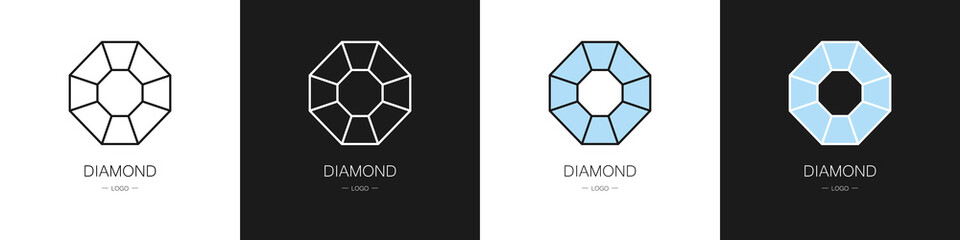 Set of diamonds logos. Collection. Modern style. Vector illustration.

