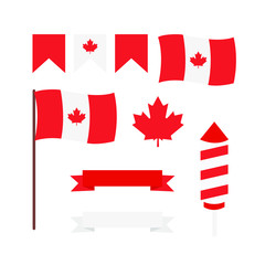 This is set design elements for Canada Day first of July. Vector illustration.