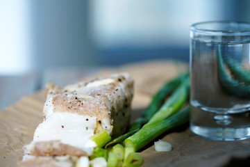 homemade bacon and vodka glass