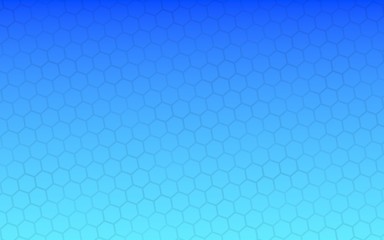 Translucent honeycomb on a gradient blue sky background. Perspective view on polygon look like honeycomb. Isometric geometry. 3D illustration