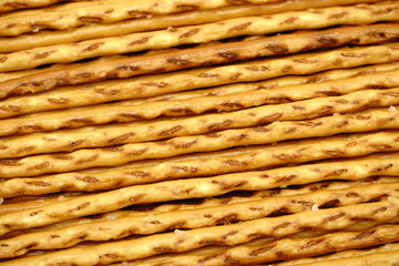 Pretzel sticks in a closeup
