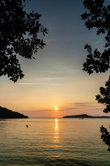 Fototapeta na wymiar view from Koh Ta Kiev island in cambodia at sunset