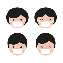 Men and Women in medical face protection masks. Vector illustration of person wearing a surgical surgical mask. illustrations for concepts of disease, disease, allergies, pollution, corona virus