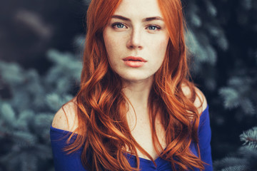 Beautiful woman natural face freckles casual female portrait lifestyle beauty girl