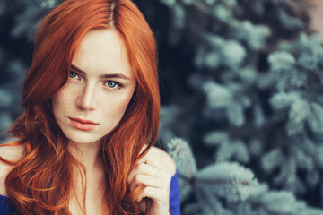 Beautiful woman natural face freckles casual female portrait lifestyle beauty girl