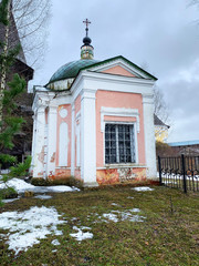 Catherine's Church (1830) in the Spaso-Prilutsky monastery in Vologda in winter in cloudy weather. Russia