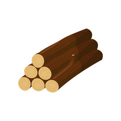 Stack of logs illustration. Tree trunk, woods, lumber harvest. Wood concept. Can be used for topics like forestry, wooden industry, sawmill