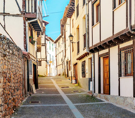 Village of Covarrubias in the north of Spain in a sunny day
