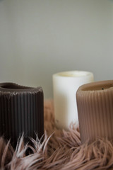 Colorful Candles on Towel