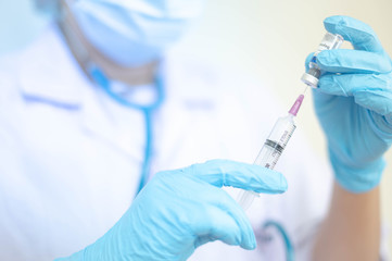 yringe medical injection in hand holding with medicine dose vaccination equipment with needle....
