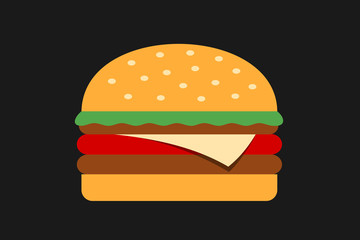 Hamburger and cheeseburger - delicious junk food from fast food. Vector illustration of meal with meat, bread roll and lettuce.