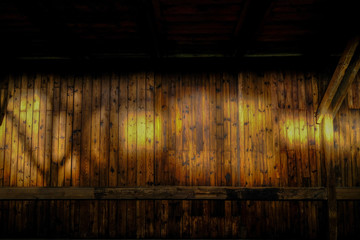 Afternoon shadow on wooden wall