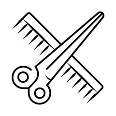 Comb and scissors icon vector