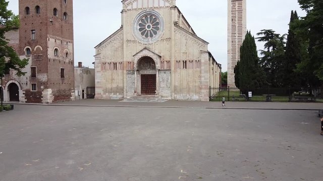 Basilica di San Zeno, Verona, Italy, aereal, drone