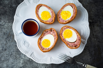 rustic traditional english comfort pub food scotch egg