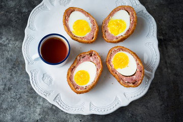 rustic traditional english comfort pub food scotch egg