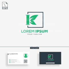 Letter K leaf logo design vector.