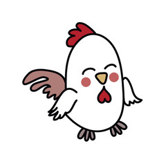 Chinese New Year kawaii zodiac animals clipart on a white background,Rooster, Chicken