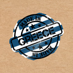 Vector stamp with flag of the Greece. Lettering Made in Greece