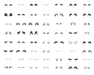 Cute Design Silhouette Eyelashes Closed Female Eyes. Vector Illustration