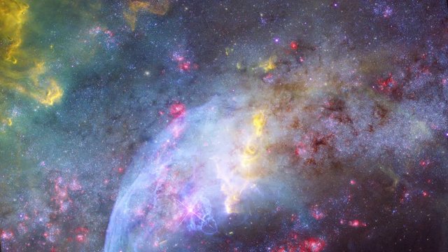 Flying through the Bubble Nebula in Outer Space and into the NGC 4490.