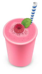 Fresh Raspberry smoothie drink with mint leaf