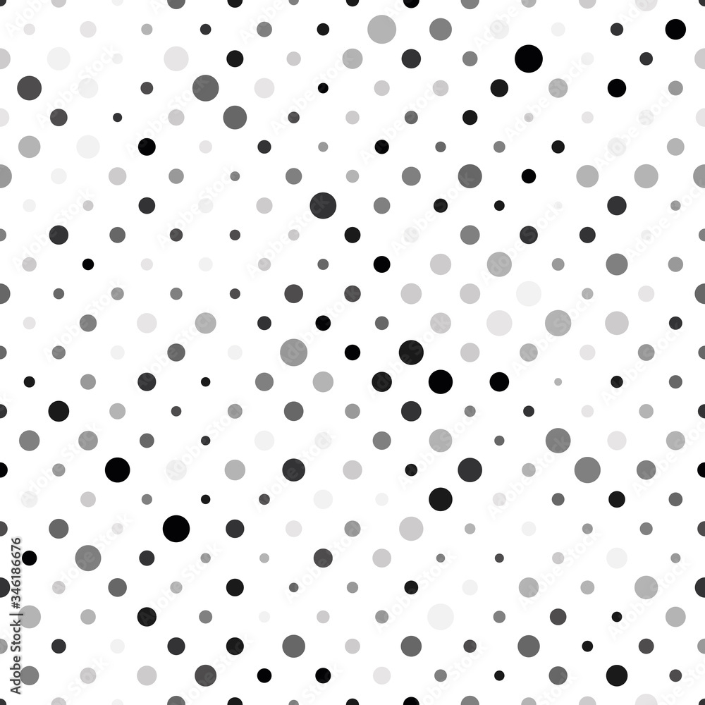 Poster seamless polka dot pattern. grey dots in random sizes on white background. vector illustration
