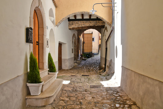 A narrow street in the medieval town of Itri, in the province of Latina