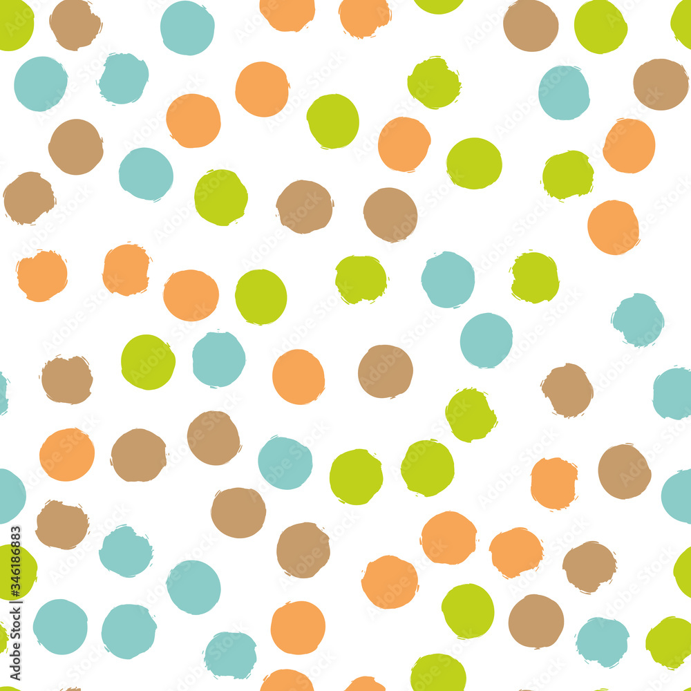 Poster scattered colorful brush dots. seamless background pattern. abstract vector wallpaper