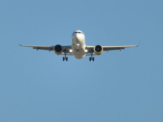 Beautiful photo of a plane landing at the airport taking land