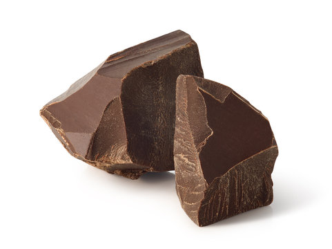 Two pieces of dark chocolate