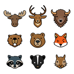 Forest Animals Vector Icon Set