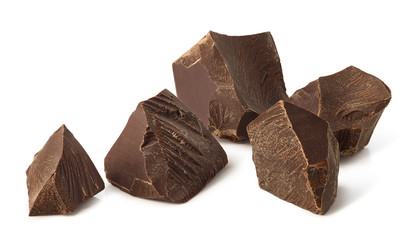 Broken dark chocolate pieces